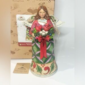 Jim Shore Christmas Angel With Cardinal Woodland Figurine 4035386 2013 Retired